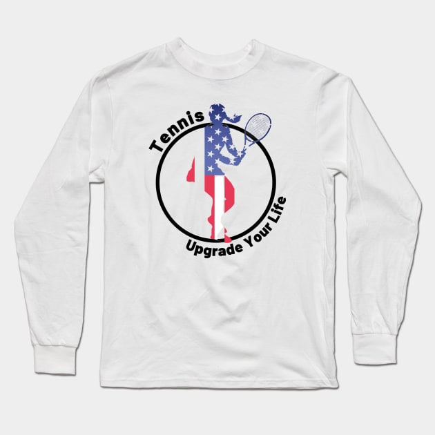 US Open Tennis USA Flag Silhouette Long Sleeve T-Shirt by TopTennisMerch